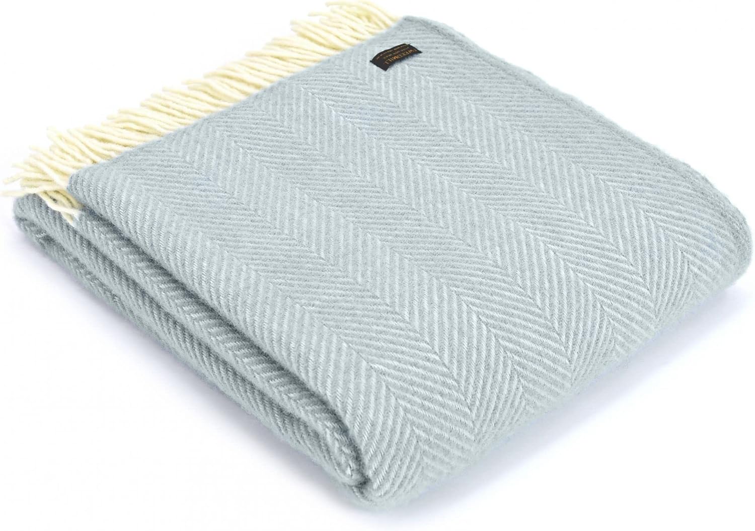 Tweedmill Pure New Wool Fishbone Throw — Duck Egg